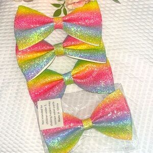 Rainbow Glitter Hair Bows for Kids